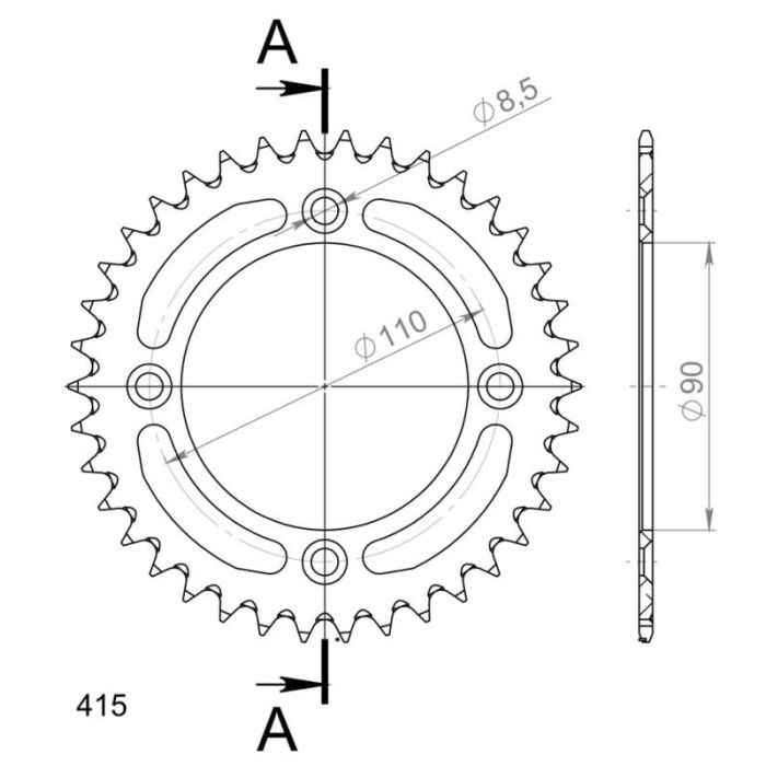 Supersprox aizm. zobrats Alu RAL-452:39 Black