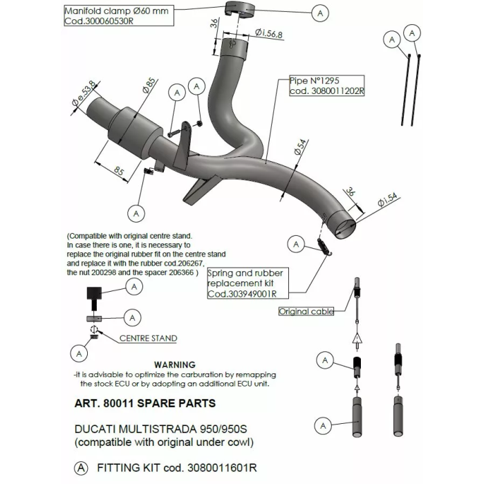 Saites caurule DUCATI MULTISTRADA 950 LeoVince