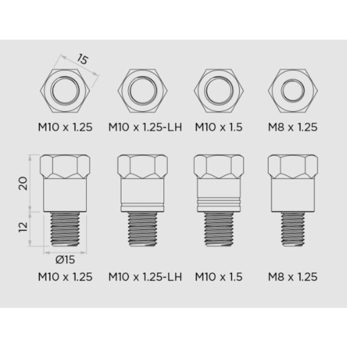 Scooter/Motorcycle - Mirror Stem Mount Adaptor Kit QUAD LOCK