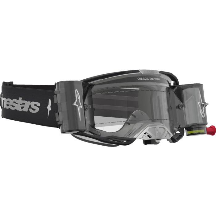 Alpinestars Vision 8 Amber Roll Off aizsargbrilles, melnas/sudraba, ar caurspīdīgiem stikliem
