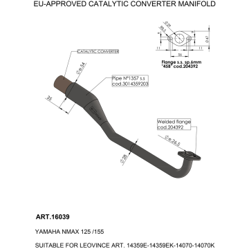 Каталитический нейтрализатор YAMAHAGPD 125 LeoVince