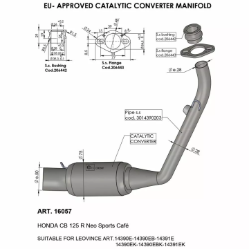 Katalītiskais pārveidotājs HONDA CB 125 R LeoVince