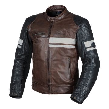 Sweep Santa Fe leather jacket, brown/black/white