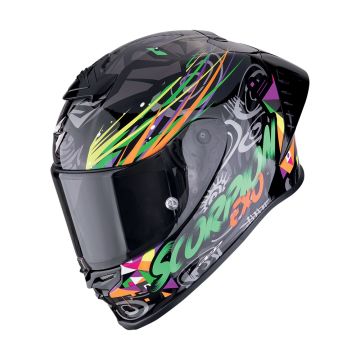 EXO-R1 EVO II AIR SAVAGE melna, zaļa, oranža SCORPION ķivere