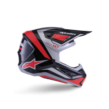 Alpinestars S-M7 Rise Helmet ECE06 Black Silver Red Fluo
