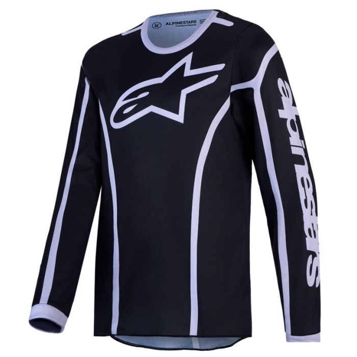 Motokrosa krekls bērniem FLUID APEX V2 melns/sudrabs
