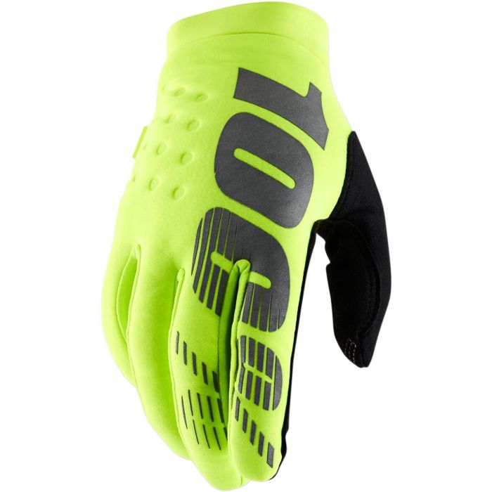 100% Brisker Cold Weather pieaugušo motokrosa cimdi aukstam laikam Fluo Yellow