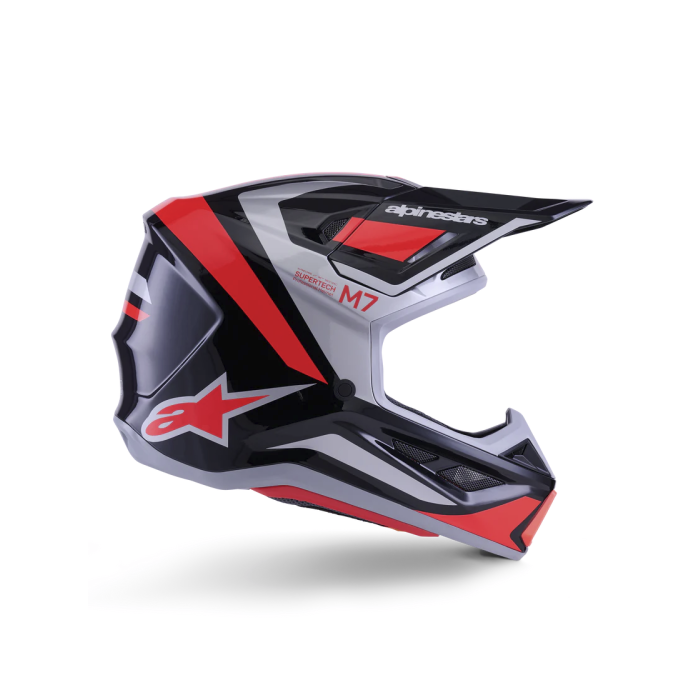 Alpinestars S-M7 Rise Helmet ECE06 Black Silver Red Fluo