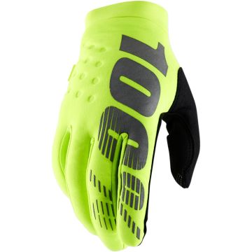100% Brisker Cold Weather pieaugušo motokrosa cimdi aukstam laikam Fluo Yellow