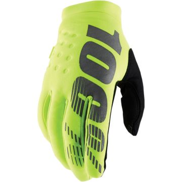 100% Brisker Youth bērnu motokrosa cimdi FLUO dzeltenā krāsā