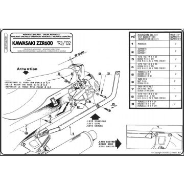 KAPPA mount for KAWASAKI ZZR 600 (93 > 01)